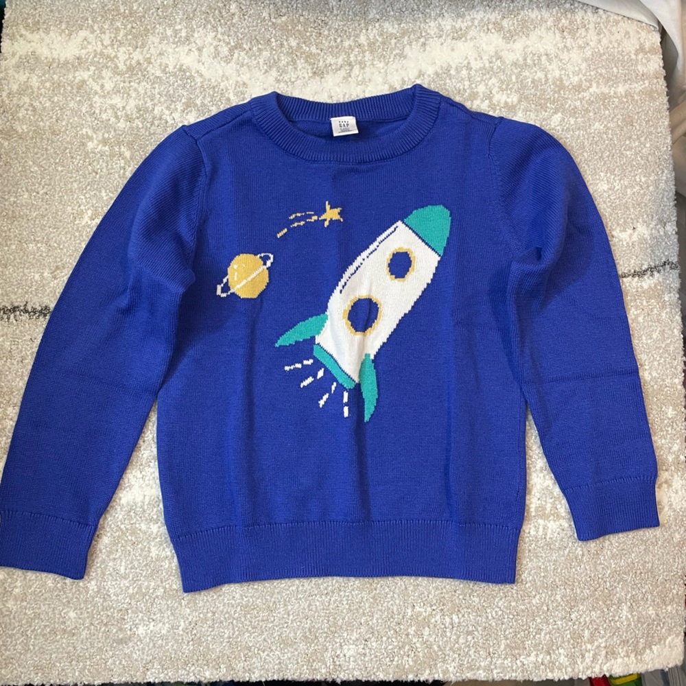 GAP Kids Blue Knit Rocket Space Sweater